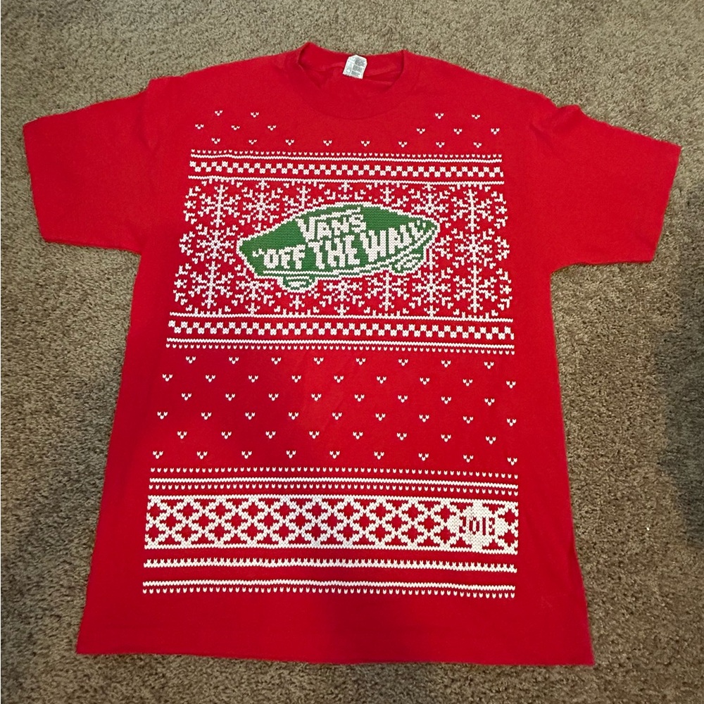 Vans Festive Red Knit Pattern Tee